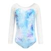 Children Girls Diamante Long Sleeve Ballet Practice Dance Wear Gymnastics Ballet Leotard Jumpsuit