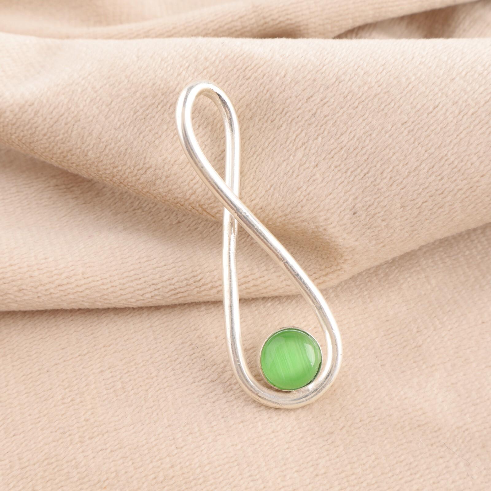 

Зеленый камень Кошачий глаз Ювелирные изделия из стерлингового серебра 925 пробы Ручная работа Цепочка Подвеска 1,66 PP-20-43