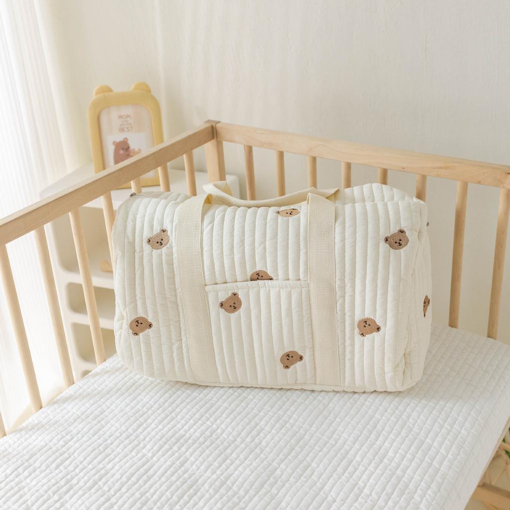 1pc Embroidered Mommy Bag Large-capacity Baby Diapers Storage Bag Portable Travel Luggage Bag with Handle Crossbody Bag Handbag