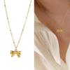 Titaniums Steel Necklace Beaded Chain Necklace Bowknot Charm Necklace Multifuntional Neck Jewelry Suitable for Daily