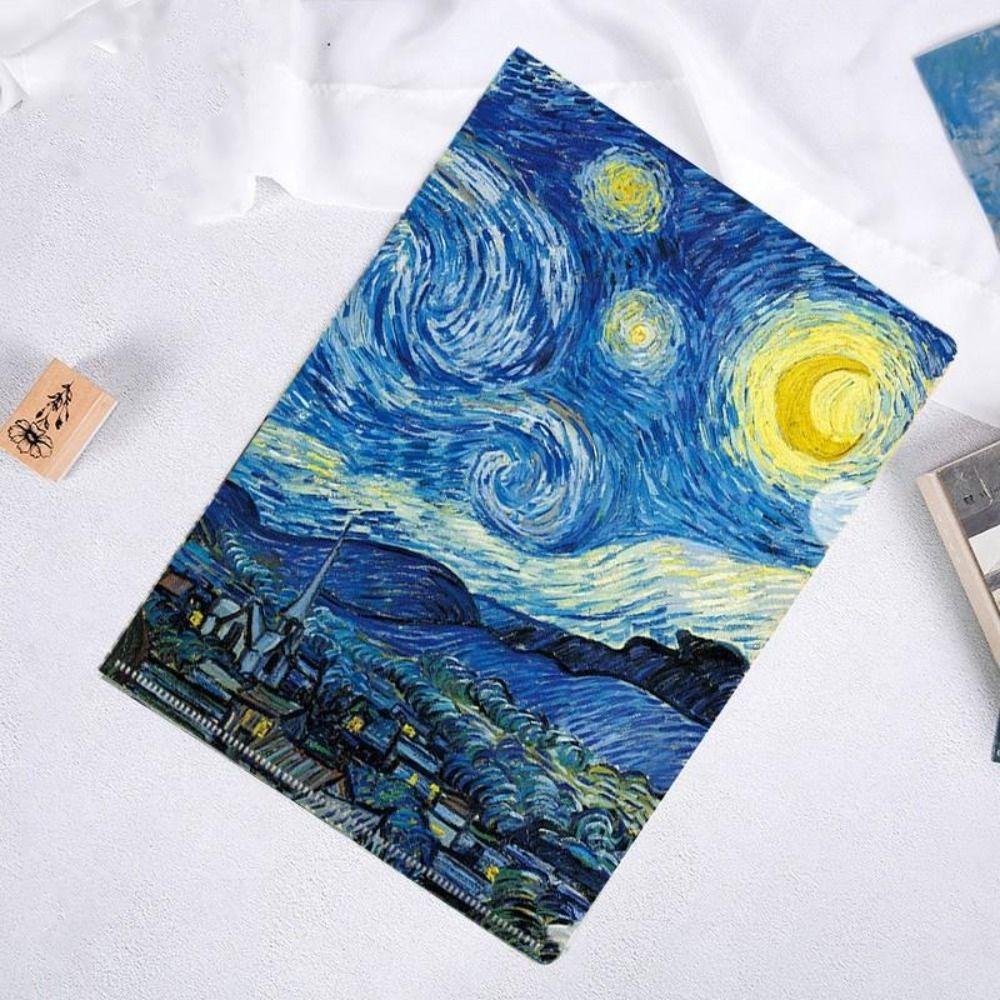 Presentation Folder L Shaped Folder Funny Famous Painting Series Documents Paper Organizer Storage Bag A4 File Folder Desktop