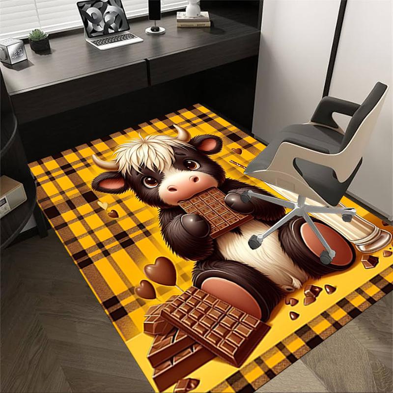 

1PC cow chocolate Non-Slip Floor Carpet Compatible for Office&Living Room&Bedroom&Dining room - Flat - Weave Machine-S0397 60cm by 90cm
