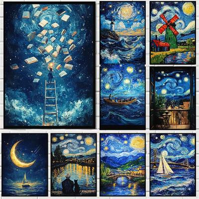 DIY Diamond Painting Vintage Abstract Van Gogh Landscape Mosaic Embroidery Cross Stitch Kit Living Room Home Art Wall Decor
