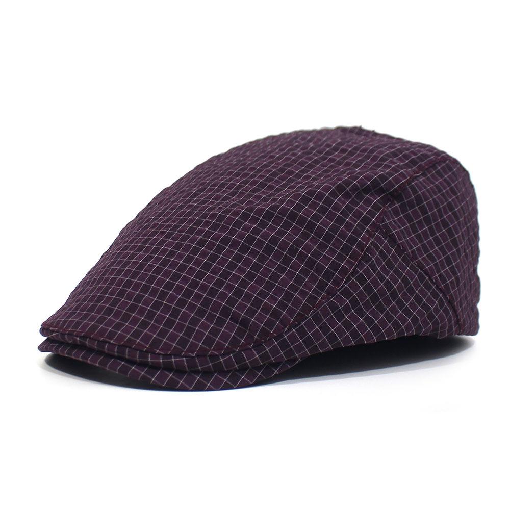 

Summer new quick-drying thin beret adjustable men s hat fashion plaid cap forward hat Adjustable