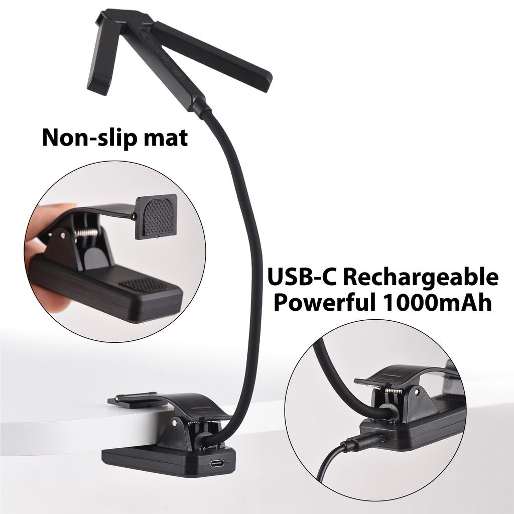 Notenpultleuchte mit Klemme T-Form Faltbare Lampe 51 LED-Perlen 4 Farbtemperaturen 12 Helligkeiten