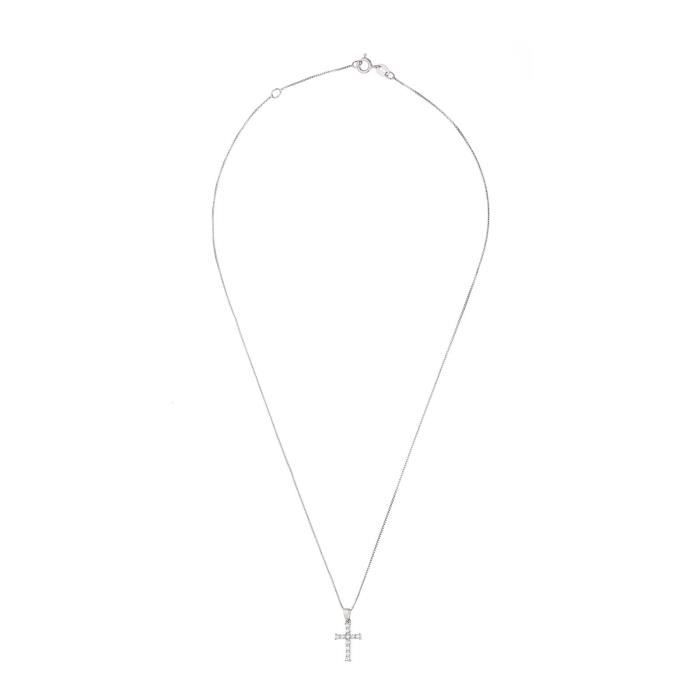Collier Croix - LOVA LOLA VAN DER KEEN - Argent Massif 925 - Oxyde de Zirconium - Longueur 42 cm