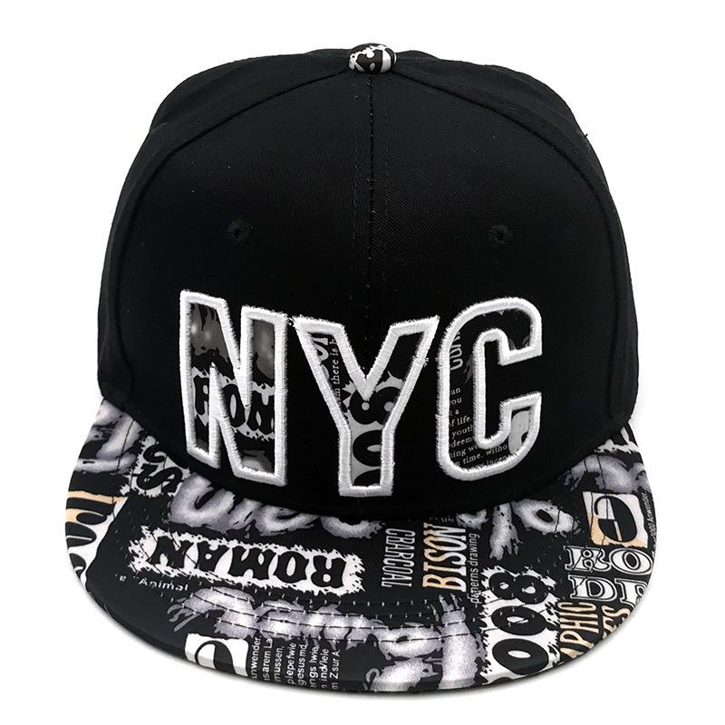 Nyc Embroidered Baseball Hat Men'S And Women'S Graffiti Flat Eaves Hip Hop Hat