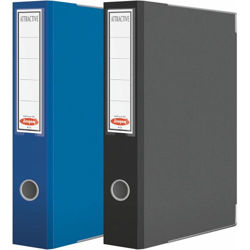 Anupam Attractive Ring File N13-22 X 26 X 8 Cm - Robust Textured Cover - Finger Grip Hole For Office School Home Supplie