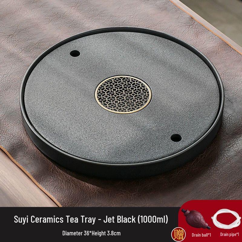 Coarse Pottery Round Ceramic Tea Tray