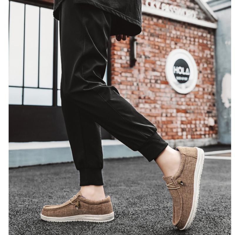 Sommar Herr Canvas Skor Linne Ovandel Mjuk Sula Vulkaniserade Casuals för Män Business Casual Skor Utomhus Körning Flats 2025
