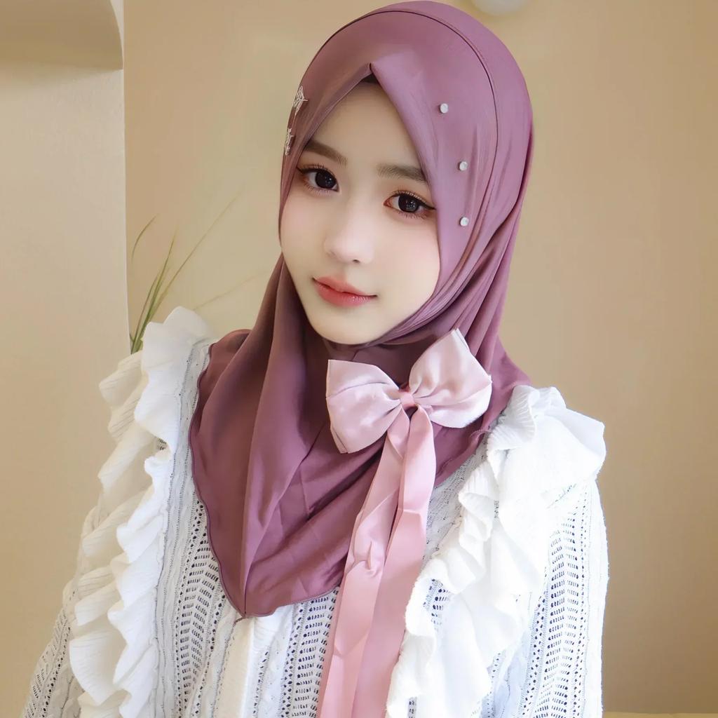 Ramadan Hijab Instant Femei Eșarfă Musulmană Lanț Eșarfă de Cap Înfășurări Elastic Acoperire Cap Gât Șaluri Amira Hijaburi Islamice pentru Rugăciune Turban
