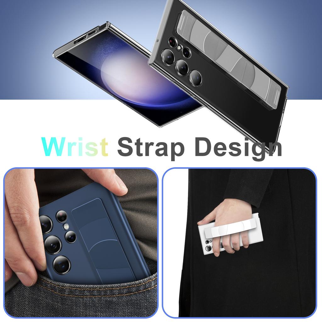 Suitable for Samsung S25 Ultra Mobile Phone Case Ultra Thin Matte Wrist Strap S24plus Full Wrap Transparent Anti Fall Hard Cover 3