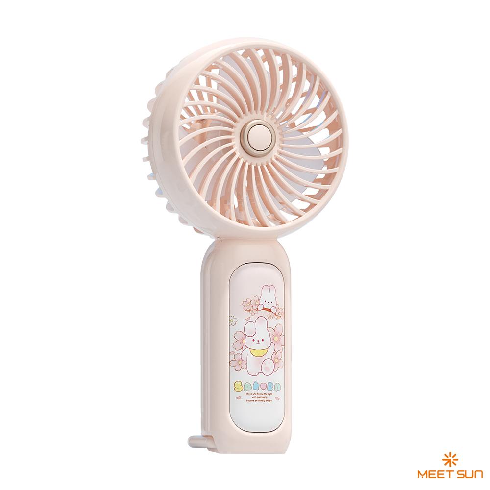 MEET SUN 3 Speed Quiet Small Handheld Portable Electric Fan Stand Desk USB Rechargeable Sports Pocket Mini Fan