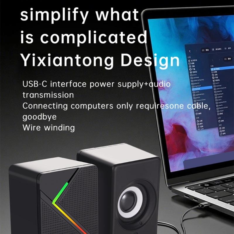 USB Power Mini Speaker With Dynamic LED Lighting For Desktop Gaming And Multimedia Use