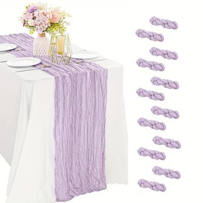 12pcs Boho Gauze Tablecloth - Polyester Cheese Cloth Roll for Wedding, Birthday Party Decor - Kitchen & Dining Table Cover, Soft Textured Design