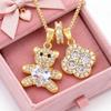 Gold-Plated Heart and Bear Necklace with Zirconium Stones - Exclusive Women's Fashion Jewelry.