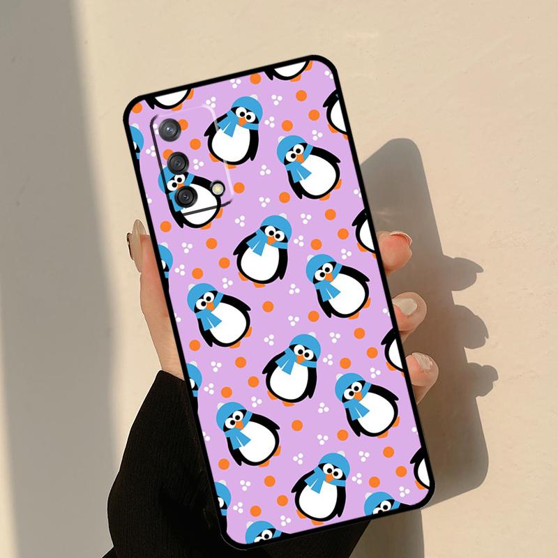 Cute Cartoon Penguin Case For Oppo A5 Pro A6 A16 A76 A96 A17 A57 A40 A60 A80 A98 A58 A78 A18 A38 A54 A74 A94 A15
