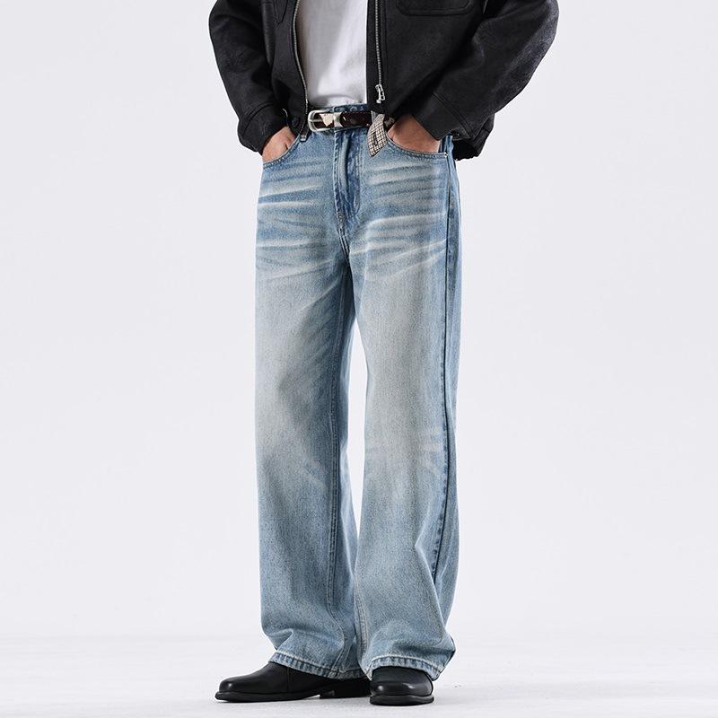 

Новый весенне-летний стиль, стиранные свободные прямые джинсы XL