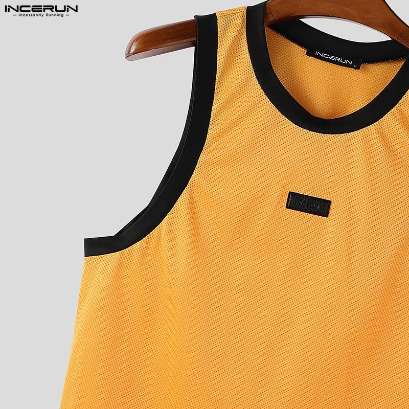 INCERUN Men Round Neck Sleeveless Casual Sport Loose Tank Tops Undershirts
