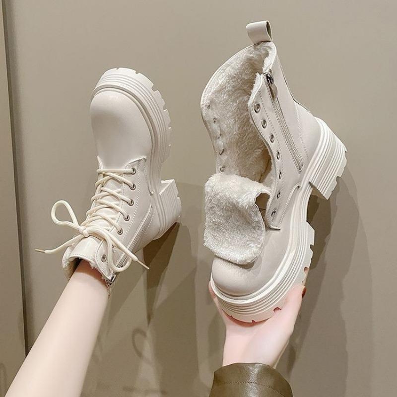 White British Lady Punk Boots Women Thick Soled Gothic Ankle Boots Lace Rock Riding Autumn Platform Shoes Warm Motorcycle Boots