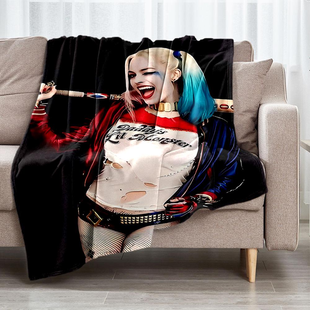 Harley Quinn Theme Printed Blanket - Perfect for Couch, Bed, Travel & Outdoor Use | Machine Washable, Cozy & Durable.