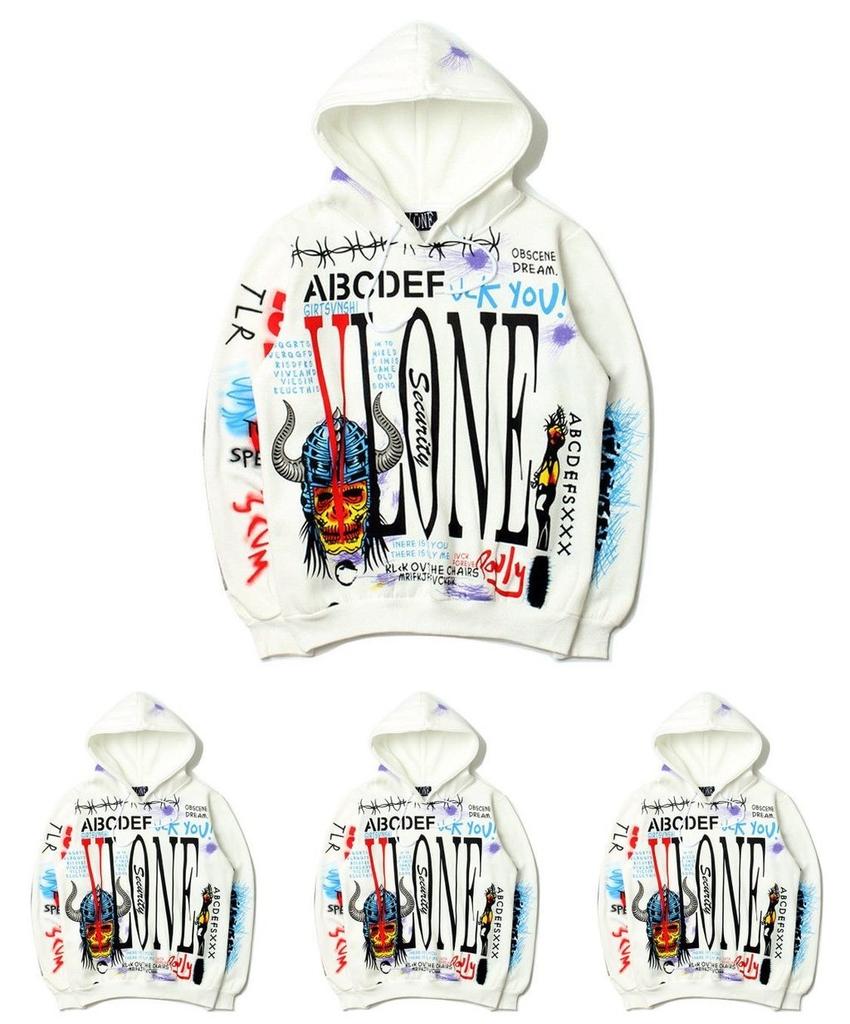Cool 17aw Vlone Graffiti Sweats Hoodies Mens Baseball Coats Sweatshirt Jackets