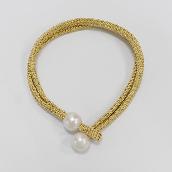1 Pair Curtain Tiebacks for Drapes, Adjustable Curtain Rope Tie Backs, Faux Pearls Cord Curtain Buckle Holder for Home Hotel Office Window Drapery