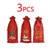 3/6pcs Christmas Wine Bottle Gift Bags Cover with Drawstring Burlap Linen Wine Gift Bags for Xmas Party Decorations