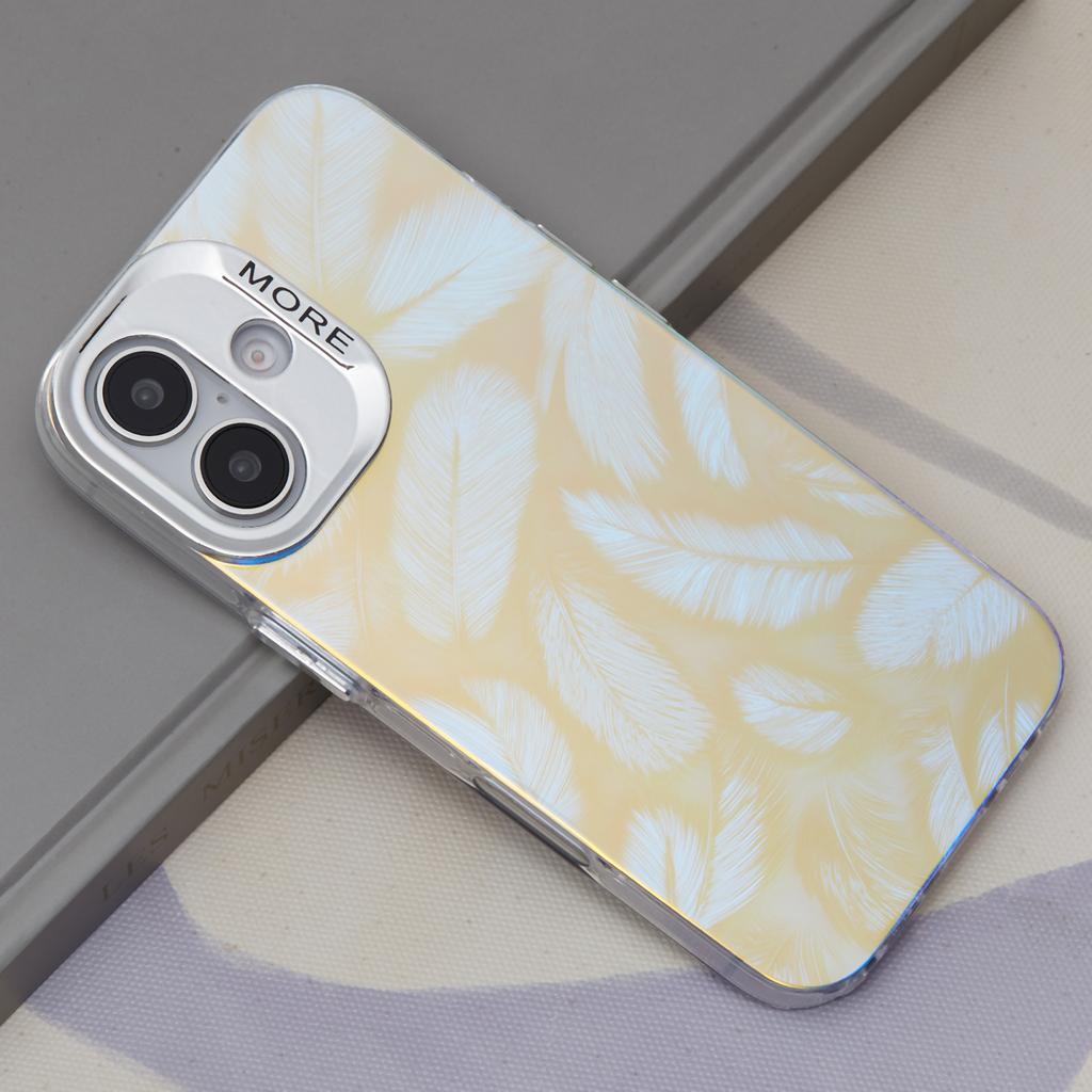 For iPhone 16 Case Silicone+PC IMD Laser Texture Matte Phone Cover