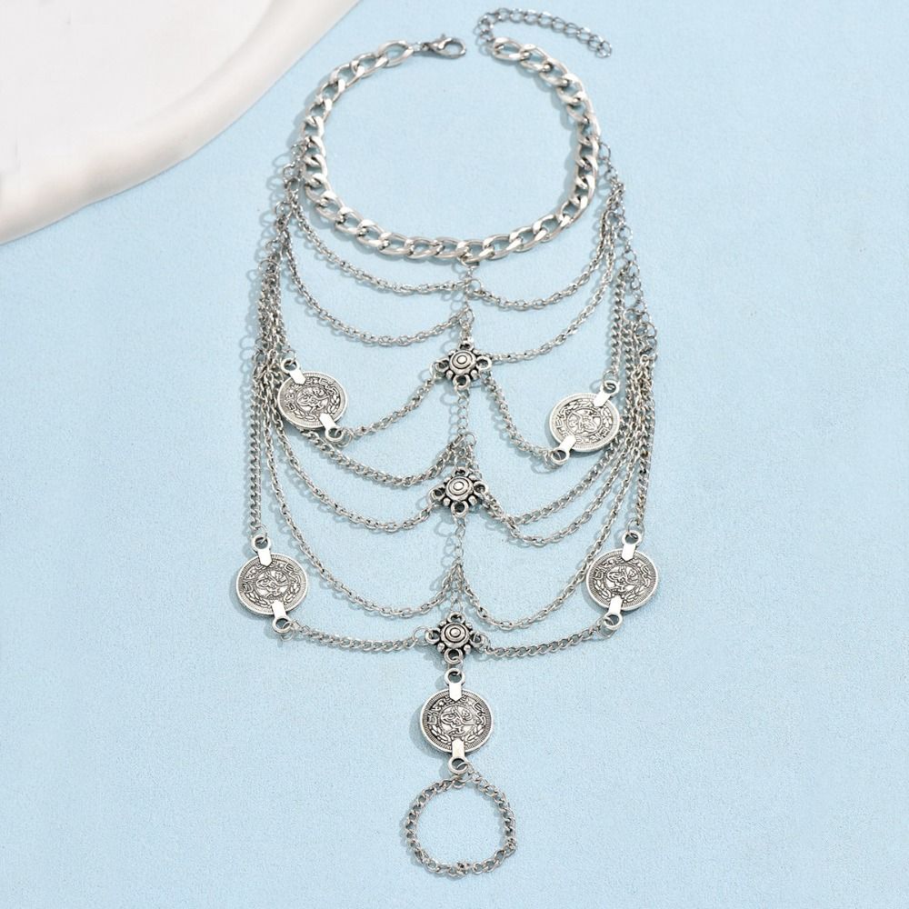 2 Pcs Tassel Tassel Ankle Chain Multi-layer Instep Chain Temperament Anklet with Pendant Women