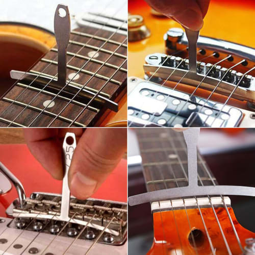 Set of 9 Guitar Radius Gauges, Metal T-Shaped, for Guitar Maintenance, Electric Guitar Saddle, String Height Adjustment, Measurement, Setup Tool, Guit