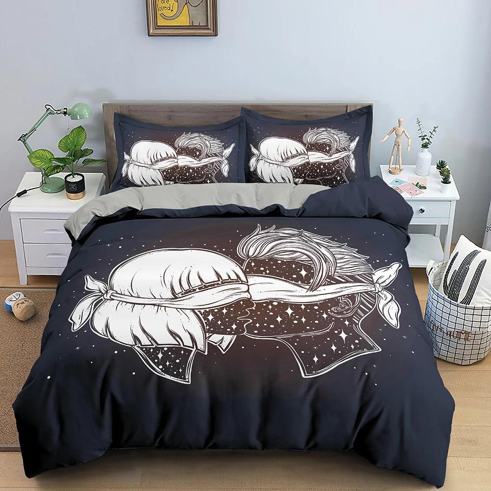 Schönes Bettbezug-Set für Mädchen im Aquarell-Stil, romantisches Thema, Bettbezug, Kingsize-Bett für Paare und Mädchen, Polyester-Bettwäsche-Set