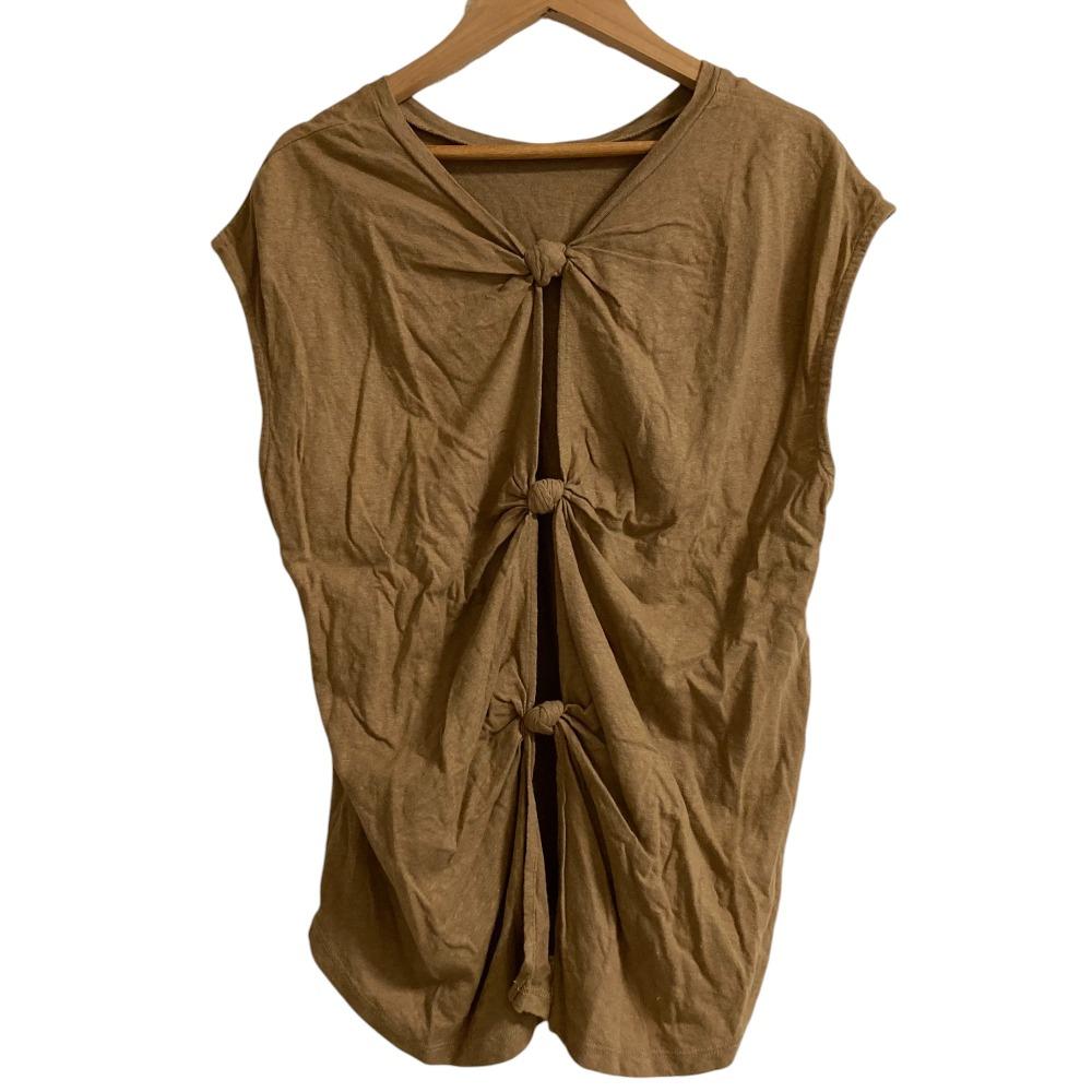 [Used] Good Condition 24SS IENA Linen Con Back Knot Pullover Cut and Sewn Brown Women s Luxs Brand Used Clothes Luxe