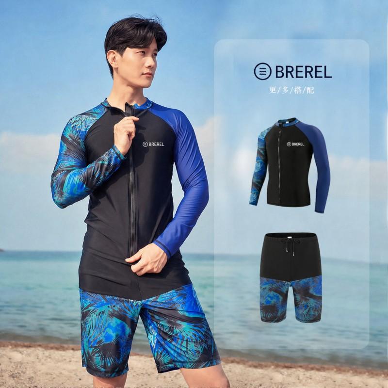 Heren UPF 50 Rash Guard Lange Mouw Zwemshirt Met Rits Korte Broek Of Lange Broek Sneldrogend Snorkelen Surfen Duiken Pak