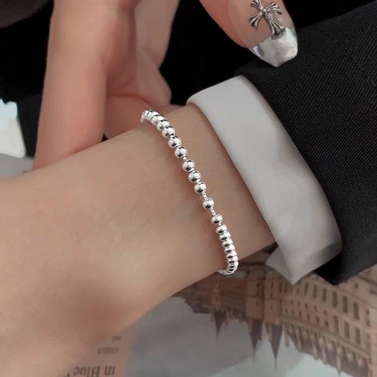 Pulseira Ajustável de Contas Redondas Brilhantes, Simples, Moderna, Personalizada, Versátil, Leve