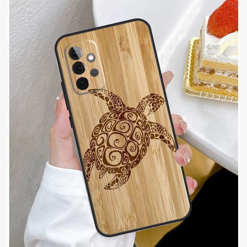 Turtle Wood Pattern Case For Samsung Galaxy A55 A35 A15 A14 A34 A54 A73 A53 A33 A23 A13 A12 A32 A52 A51 Cover
