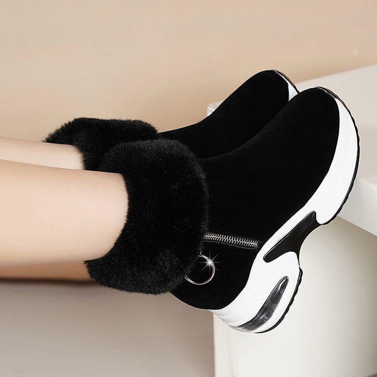

Snow boots women s new winter fur short tube with fleece to keep warm and increase the height of cotton boots tide 35 чорний