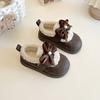 Children's Cotton Shoes Winter New Style Girls' Fleece-Lined Warm Baby Shoes Little Girls' Bowknot Princess Cotton Boots Trendy