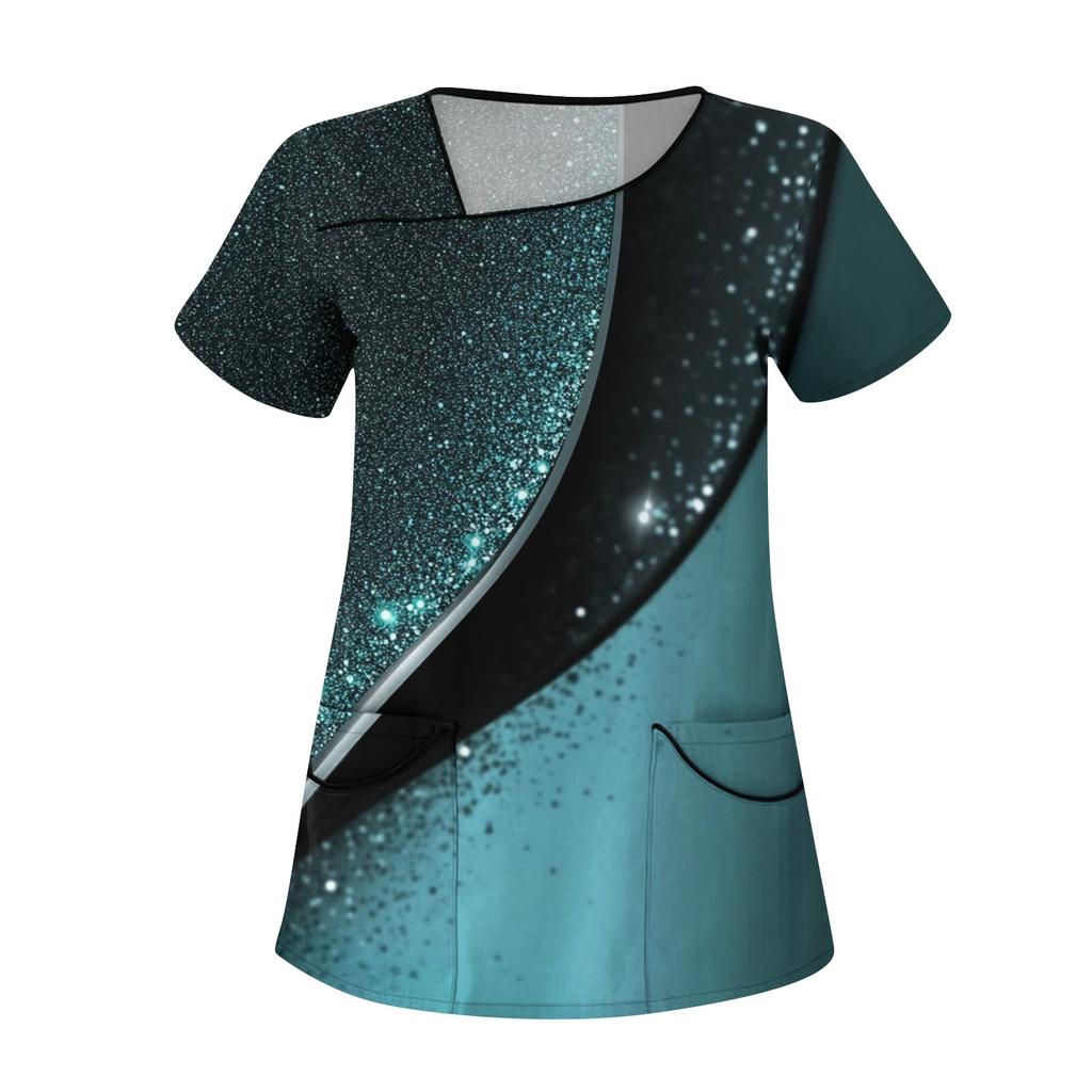 Damenmode Blumendruck Kurzarm Overalls mit Taschen Tops Kleidung