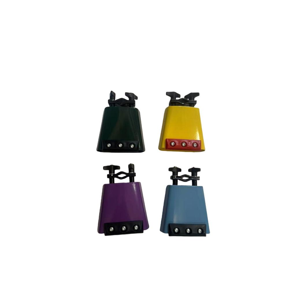 Colorful Metal Cowbell with Mute Strip: Durable Drum Kit Percussion Accessory