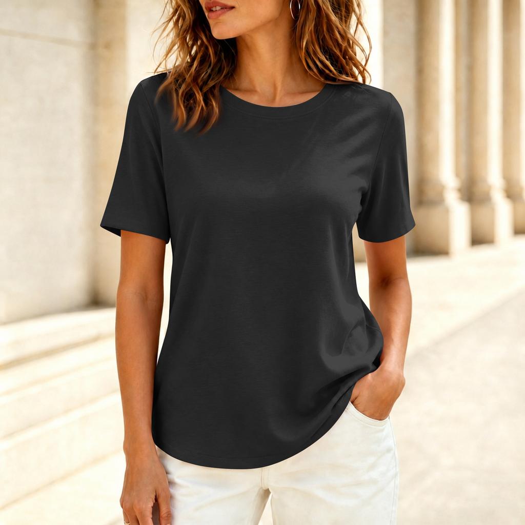 Women's Casual Short Sleeve Color T-Shirt for Everyday Wear