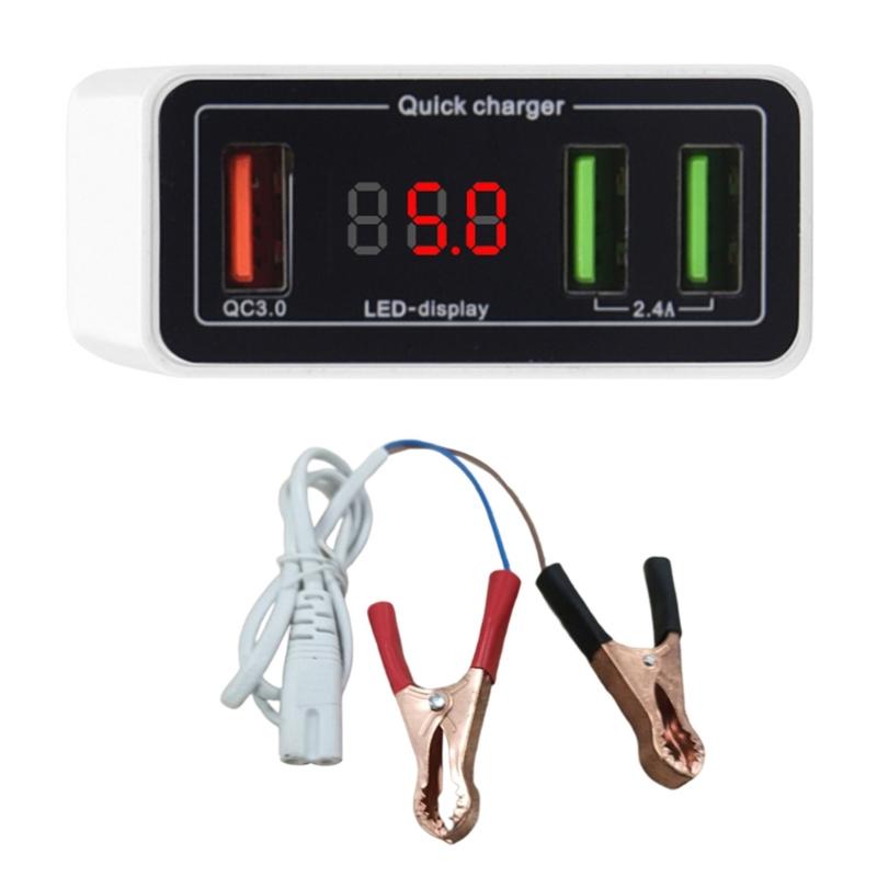 

Alligator Clip Converter DC12V-36V QC3.0 USB 5V3A Fast Charger Power Adapter 3 USB Port with Voltmeter for Android Phone 1