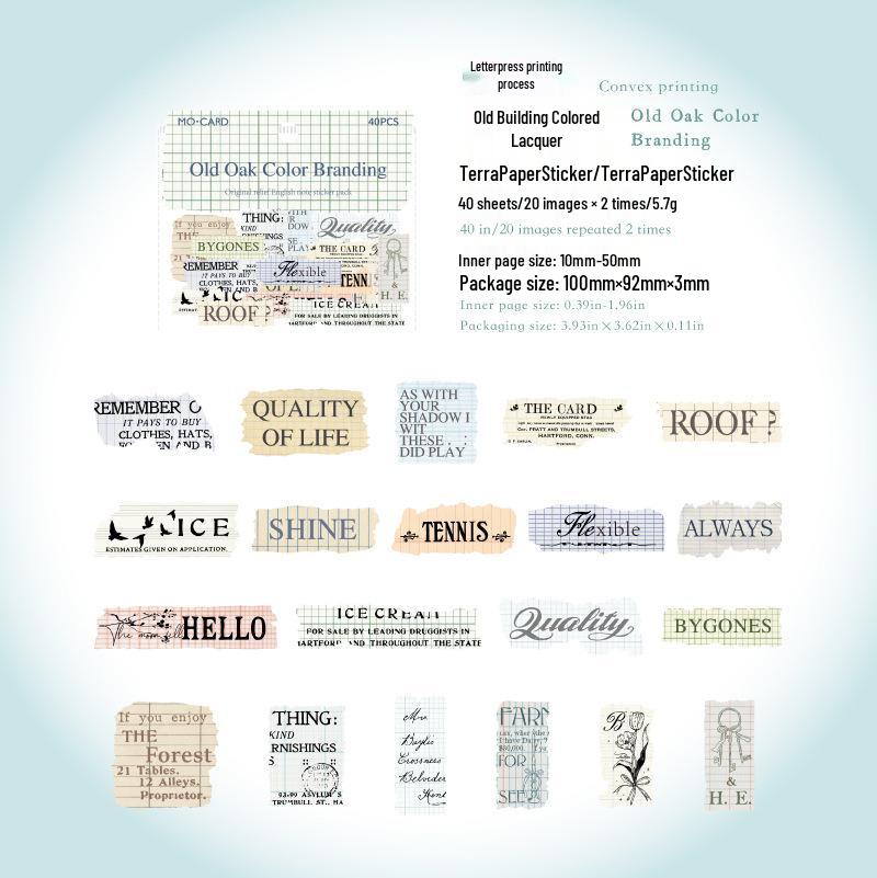 MòMò Retro English Embossed Sticker Pack - Paper Interstices Series