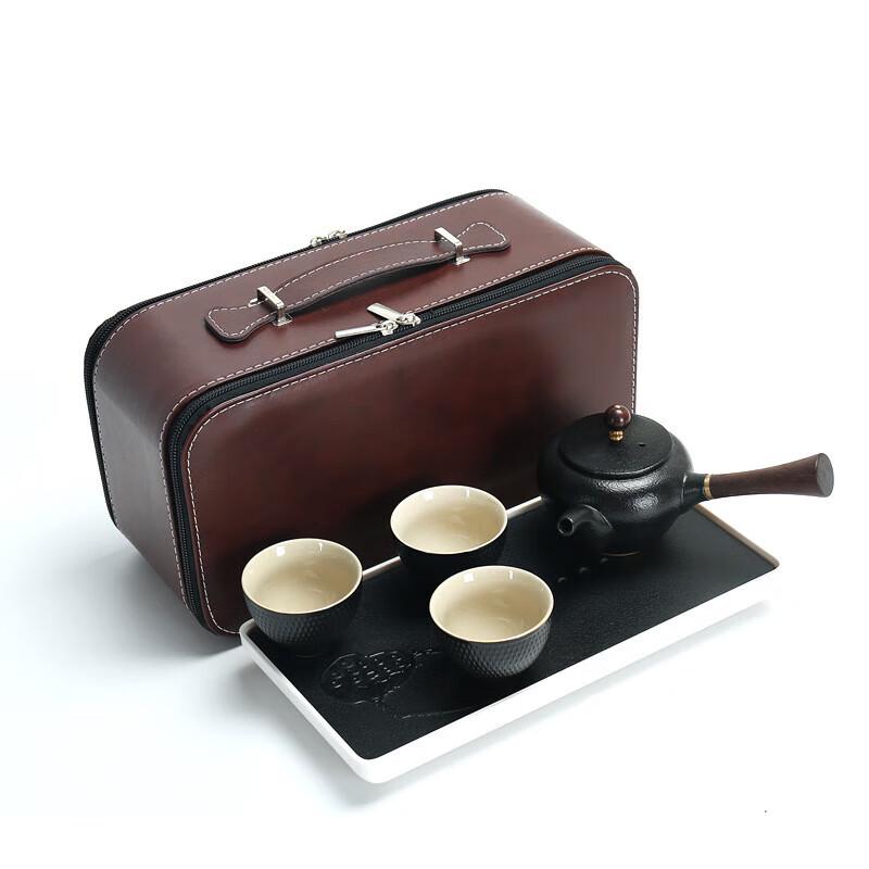Portable Ceramic Tea Set with Tray