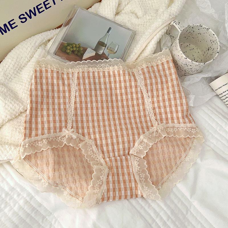 Big Size Waffle High Waisted Triangle Panties Sweet Cute Breathable and Hip Hugging Women’s Panties
