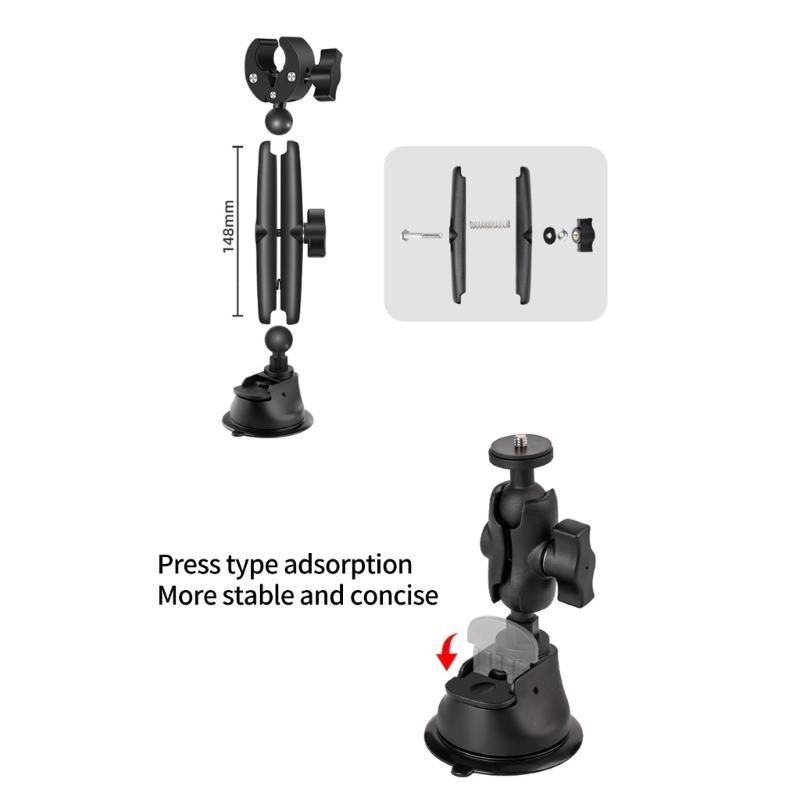 Nastavitelný držák na kameru do auta se 3 přísavkami a 1,2m ramenem pro natáčení videa z pohledu třetí osoby