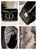 Dior Black Cosmetic Bag with Gold Logo, Portable Travel Makeup Organizer