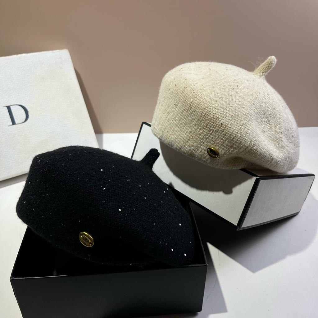 Japanese And Korean Fine Glitter Styling Beret Irregular Edge Pressing Painter Hat Bud Girl
