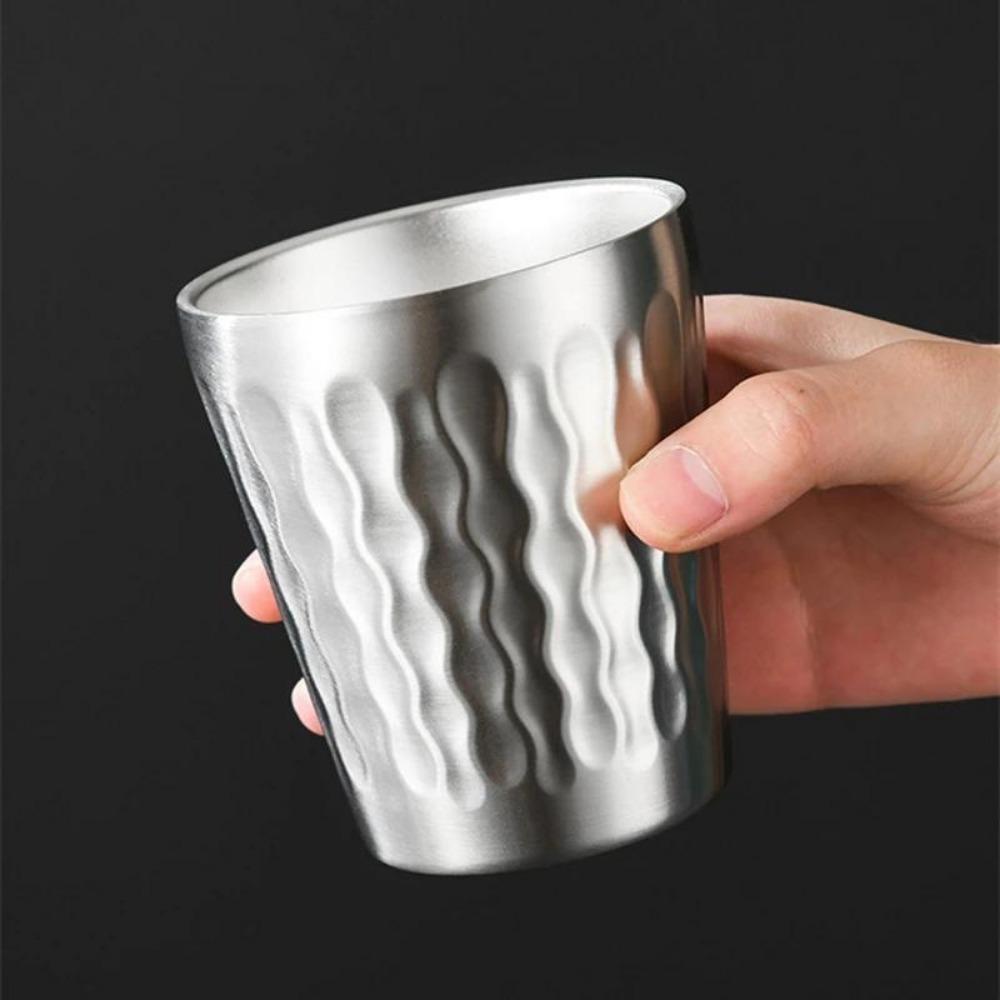 350ml pivní hrnek z nerezové oceli s vlnitým vzorem, kovové kávové hrnky, barové kuchyňské nádobí, cestovní šálek vody