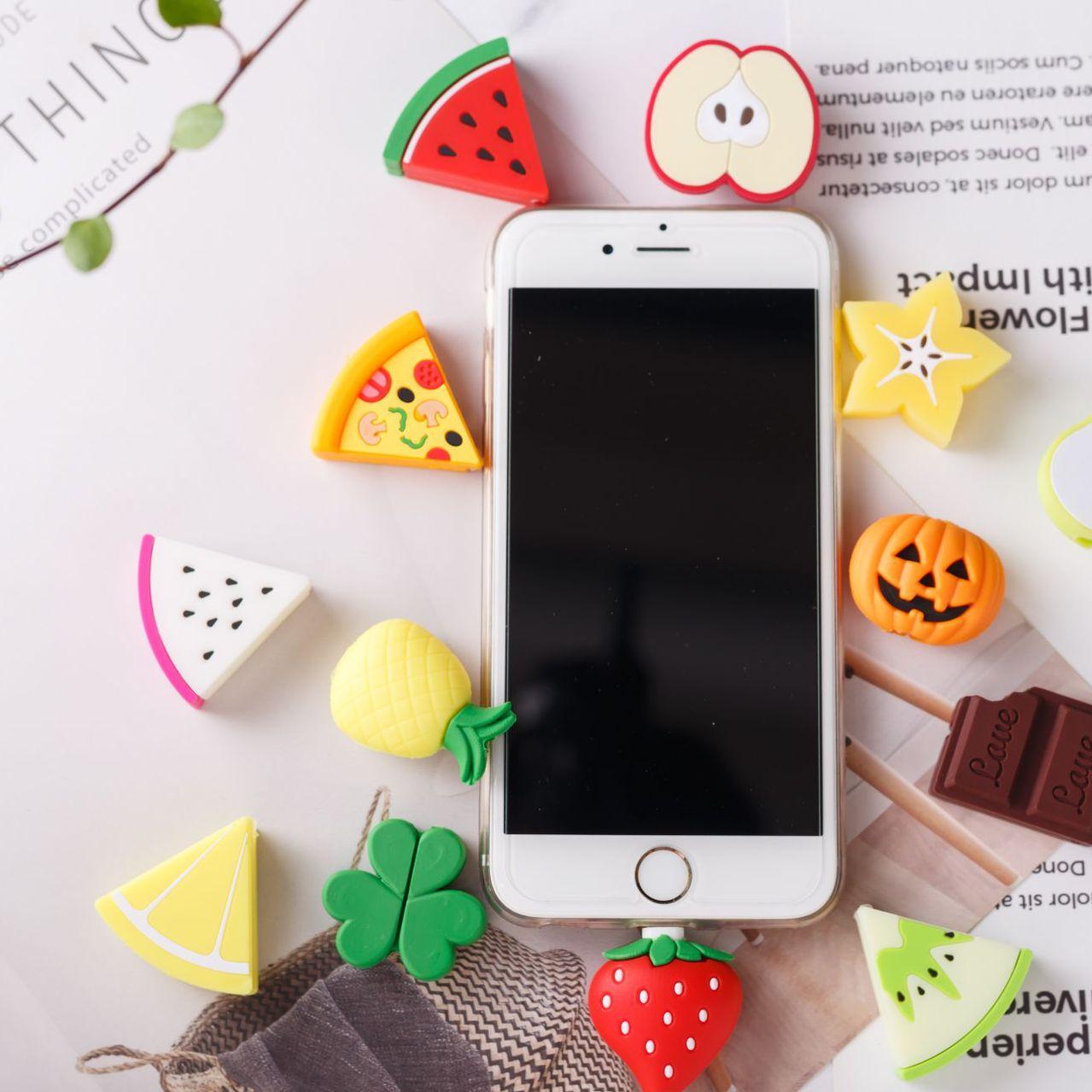 

Фруктовая серия Симпатичный мультфильм Анти-изгиб силиконовый кабель для передачи данных Защитная крышка